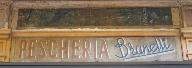 Pescheria Brunelli shop sign Bologna Italy